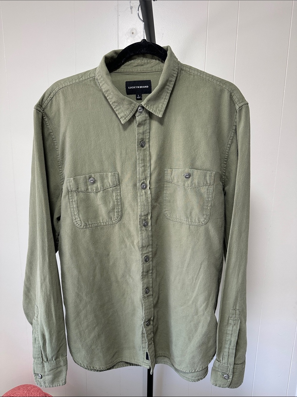 Lucky Brand Olive Green Casual Button-Down Shirt